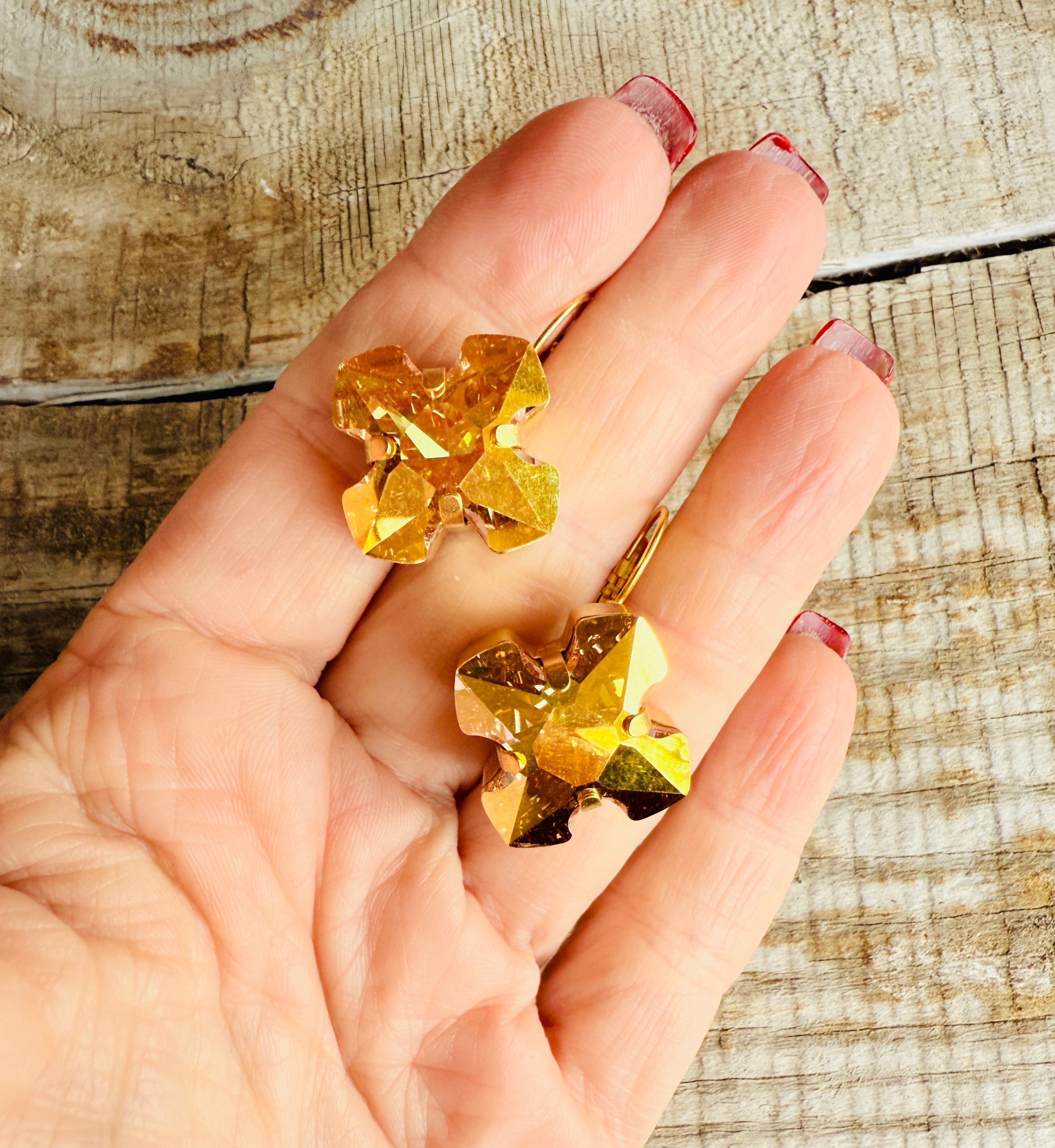 Greek Cross Gold Australian Crystal Earrings