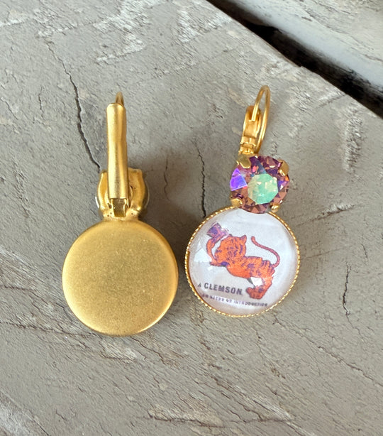 Clemson Tiger Earrings - Shabby To Chic Jewelry
