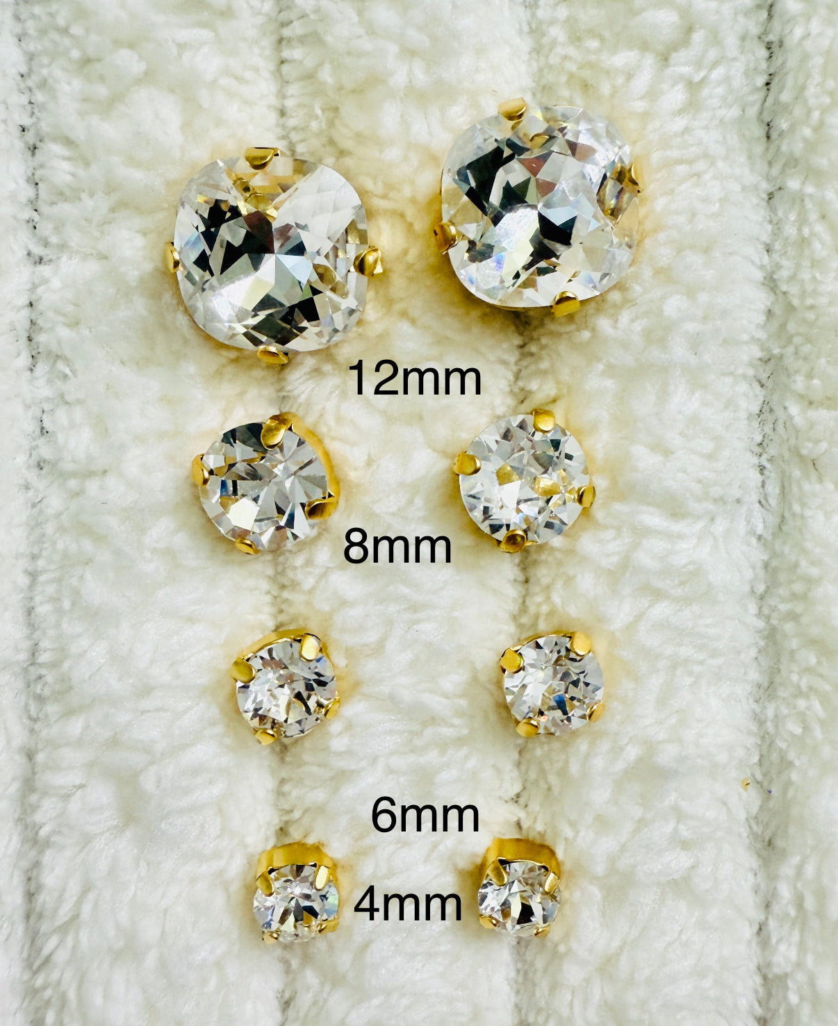 Jackie Crystal Stud Earrings - 8mm