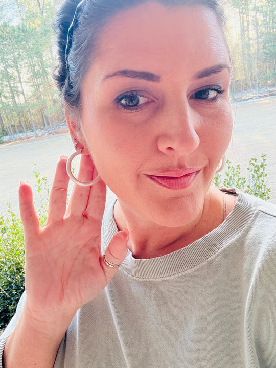 Betsy Hoop Earrings-Matte Gold and Matte Silver - Shabby To Chic Jewelry