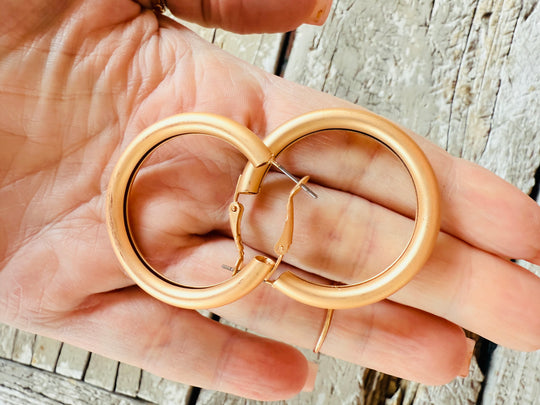 Betsy Hoop Earrings-Matte Gold and Matte Silver - Shabby To Chic Jewelry