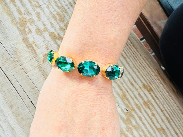 Kelly Oval Cut Emerald Crystal Tennis Bracelet