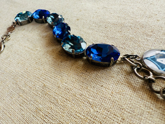 Aynor Blue Jackets Oval Crystal Tennis Bracelet