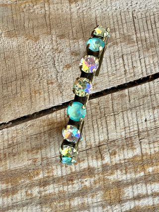 Elena Antique Gold Green Crystal Cuff Bracelet - Shabby To Chic Jewelry