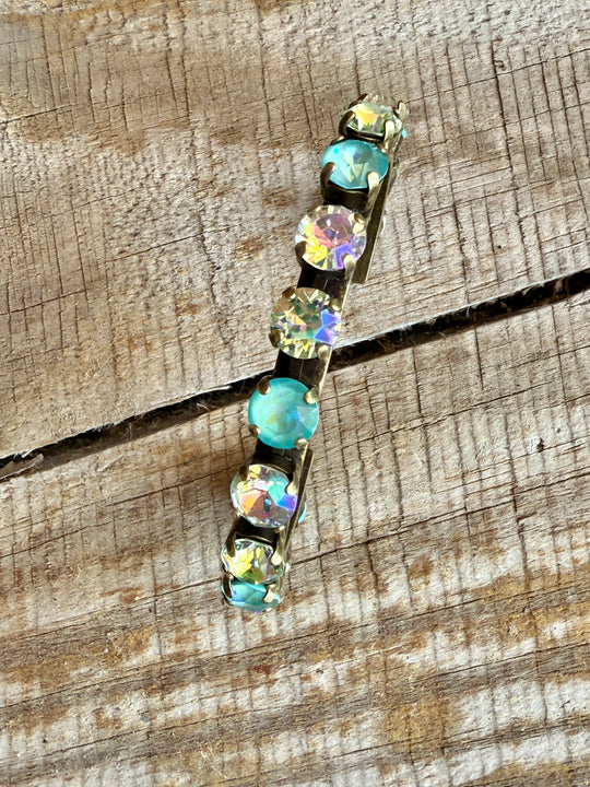 Elena Antique Gold Green Crystal Cuff Bracelet - Shabby To Chic Jewelry