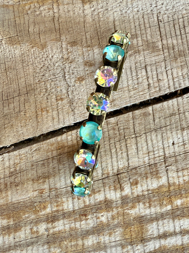 Elena Antique Gold Green Crystal Cuff Bracelet - Shabby To Chic Jewelry