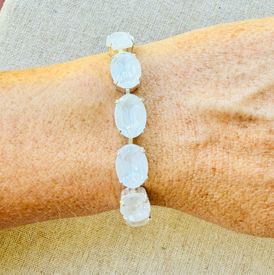 Blanc Oval Cut Crystal Tennis Bracelet