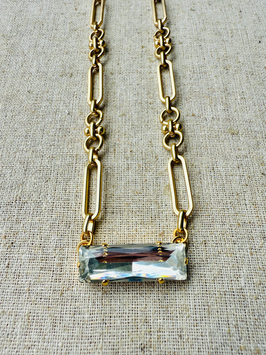 Mallory • Crystal Bar Necklace • Gold • Necklace
