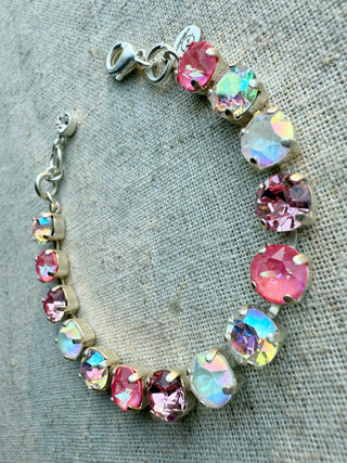 Maddie Pink Crystal Tennis Bracelet - Shabby To Chic Jewelry