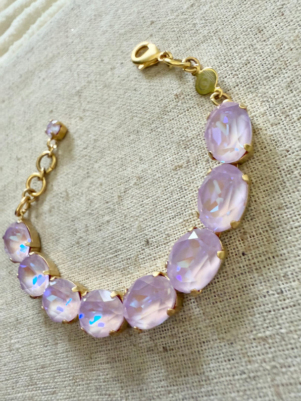 Mollie Oval Cut Lilac Crystal Bracelet - Shabby To Chic Jewelry