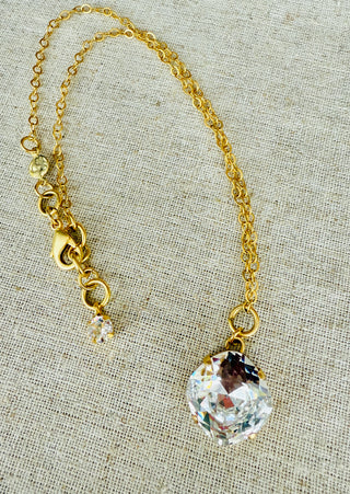 Macy Crystal Pendant Necklace Gold - Shabby To Chic Jewelry