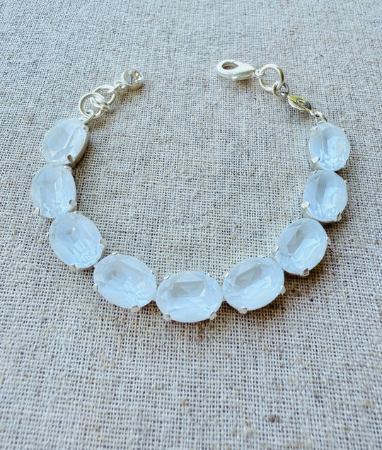 Blanc Oval Cut Crystal Tennis Bracelet