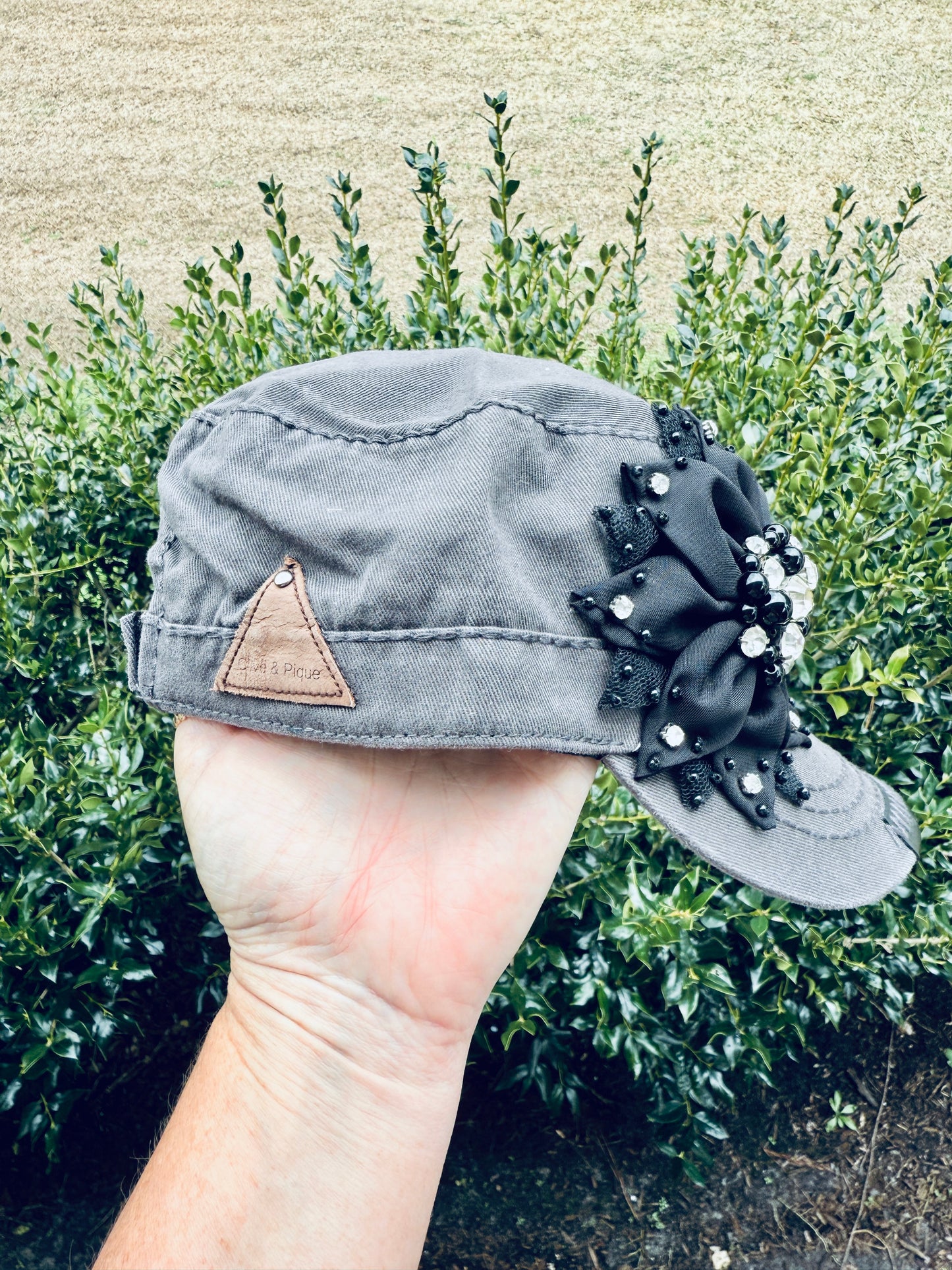 Leyna Crystal Bling Cadet Fashion Cap - Shabby To Chic Jewelry