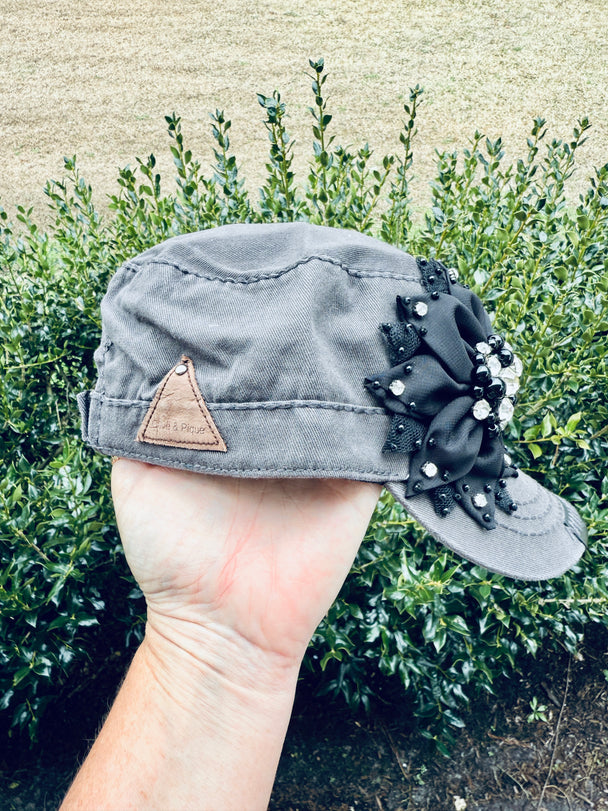 Leyna Crystal Bling Cadet Fashion Cap - Shabby To Chic Jewelry