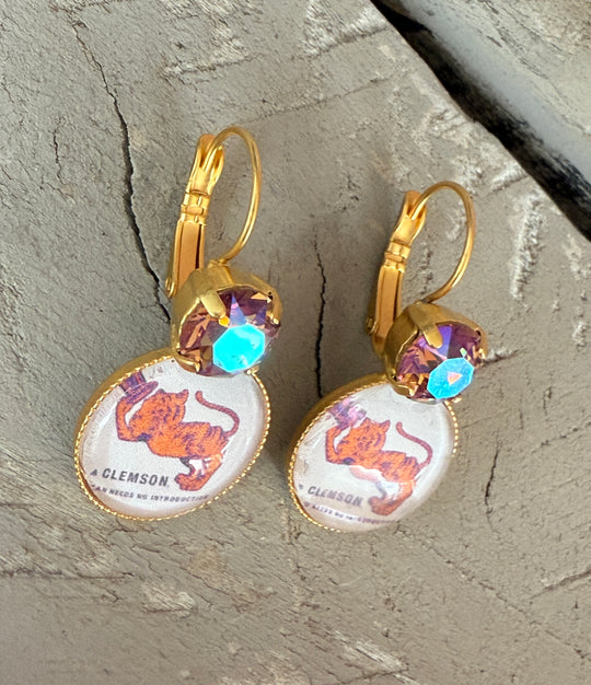 Clemson Tiger Earrings - Shabby To Chic Jewelry