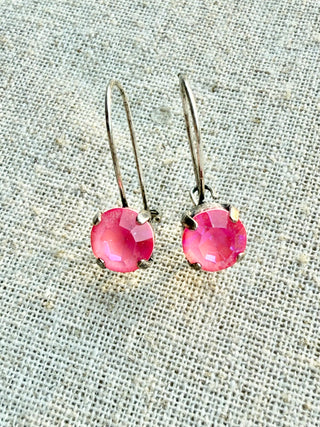 Maggie Pink Crystal Dangle Earrings - Shabby To Chic Jewelry