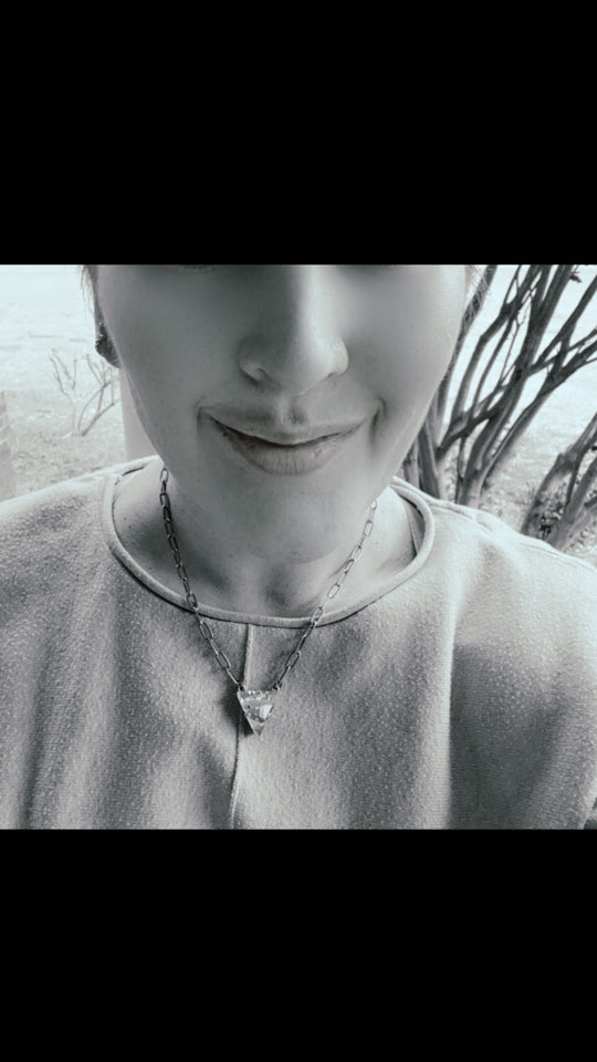 Aubrey Silver Geometric Triangle Crystal Pendant Necklace - Shabby To Chic Jewelry