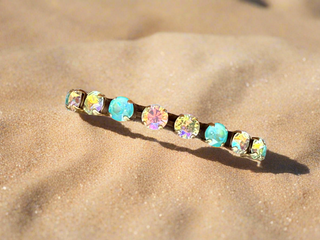 Elena Antique Gold Green Crystal Cuff Bracelet - Shabby To Chic Jewelry