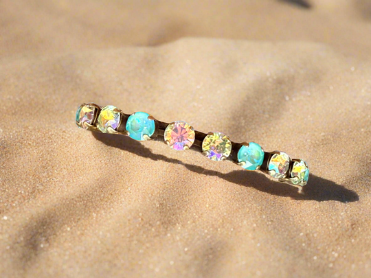 Elena Antique Gold Green Crystal Cuff Bracelet - Shabby To Chic Jewelry