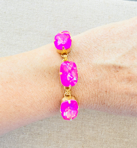 Maria Pink Crystal Link Bracelet