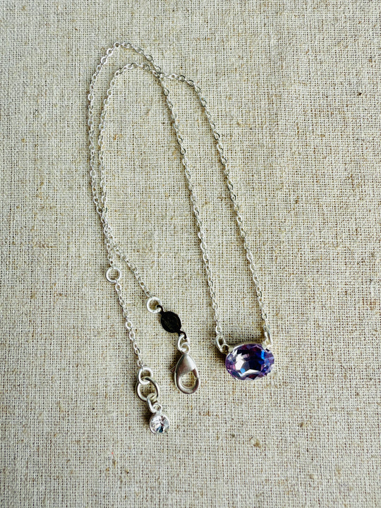 Elle Oval Crystal Pendant Necklace