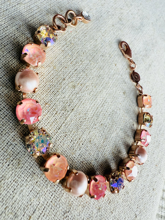 Talia Peach Rose Gold Tennis Crystal Bracelet