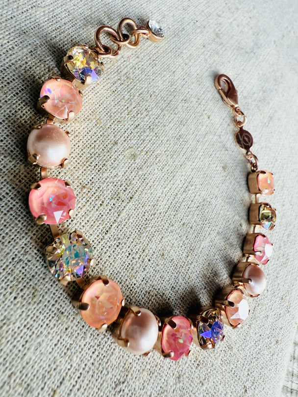 Talia Peach Rose Gold Tennis Crystal Bracelet