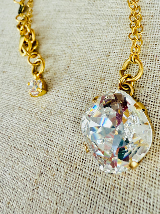 Macy Crystal Pendant Necklace Gold - Shabby To Chic Jewelry