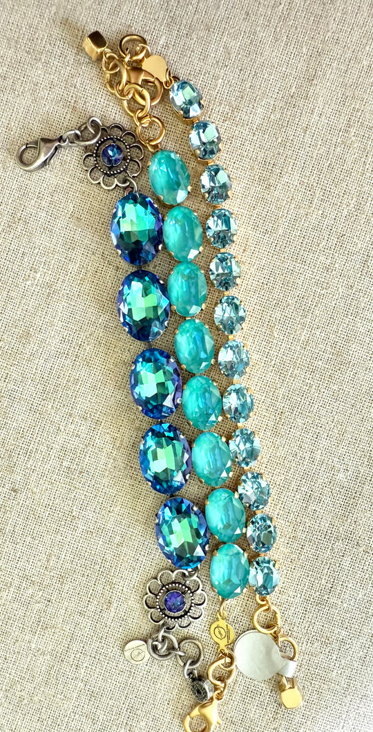 Bailey Oval Cut Turquoise Crystal Tennis Bracelet - Shabby To Chic Jewelry