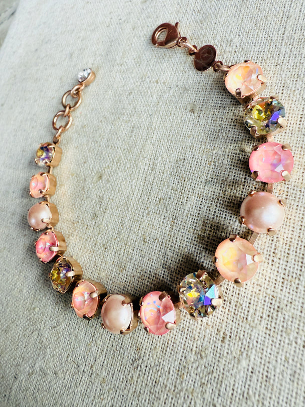 Talia Peach Rose Gold Tennis Crystal Bracelet