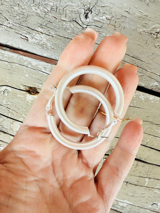 Betsy Hoop Earrings-Matte Gold and Matte Silver - Shabby To Chic Jewelry