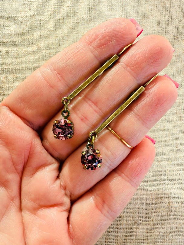 Plum • Crystal Dangle Earrings