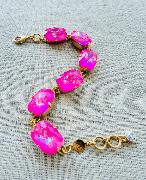 Maria Pink Crystal Link Bracelet