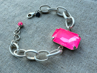 Stella Hot Pink Rectangle Bracelet - Shabby To Chic Jewelry