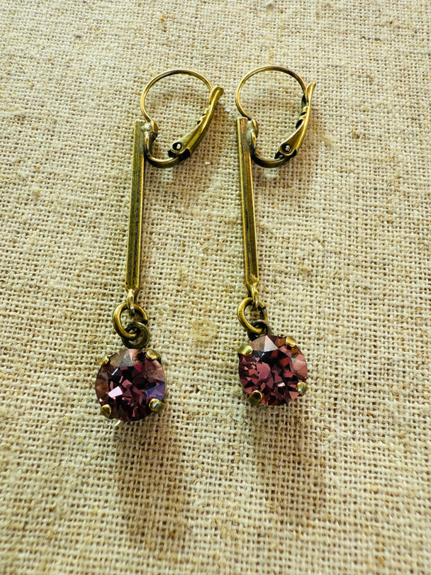 Plum • Crystal Dangle Earrings
