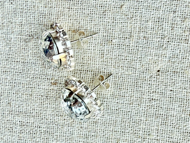 Tali Patina Square Cut Crystal Halo Framed Earrings - Shabby To Chic Jewelry