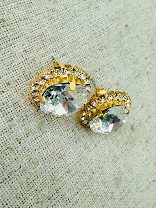 Marleigh Square Cut Crystal Halo Framed Earrings - Shabby To Chic Jewelry