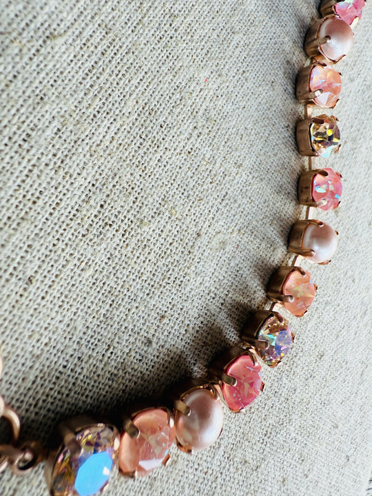 Talia Peach Rose Gold Tennis Crystal Bracelet