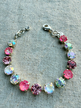 Maddie Pink Crystal Tennis Bracelet - Shabby To Chic Jewelry