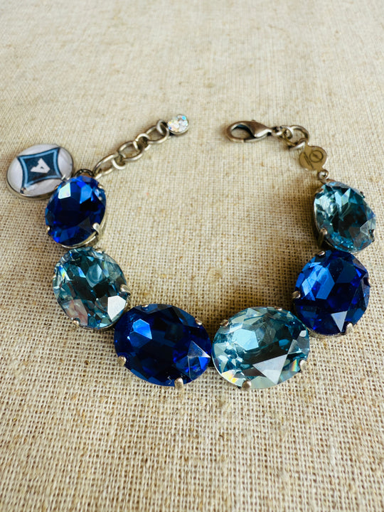 Aynor Blue Jackets Oval Crystal Tennis Bracelet