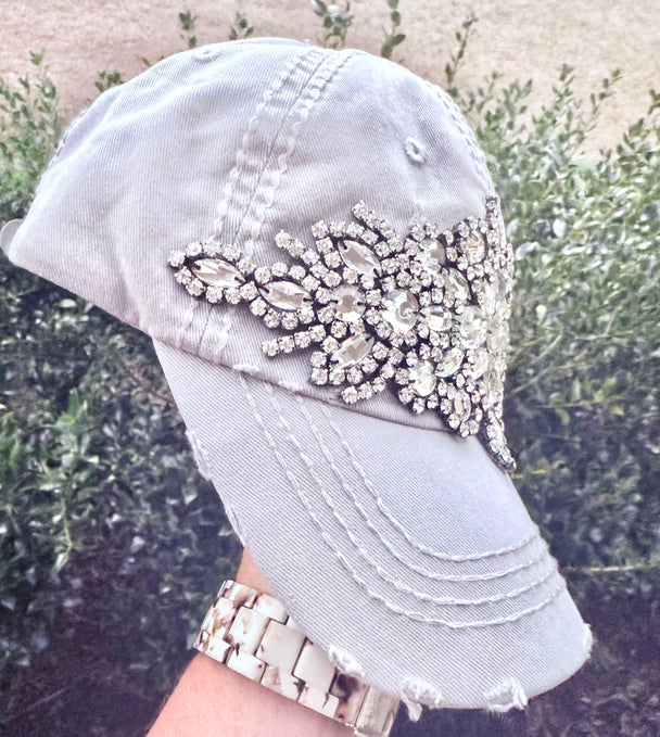 Victoria Crystal Embellished Fashion Baseball Hat - Shabby To Chic Jewelry