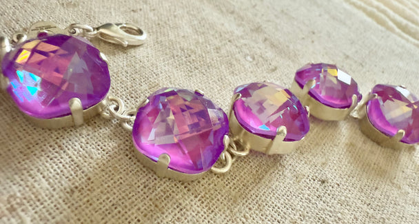 Sophia Purple Faceted Crystal Bracelet - Shabby To Chic Jewelry