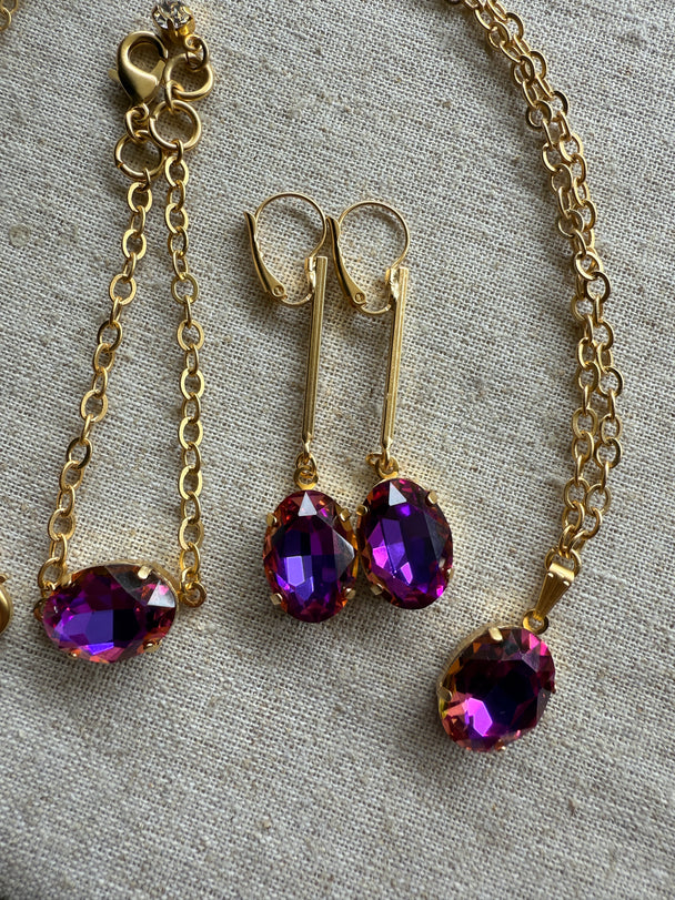 Orchid Shadow • Bracelet Necklace and Earrings Set