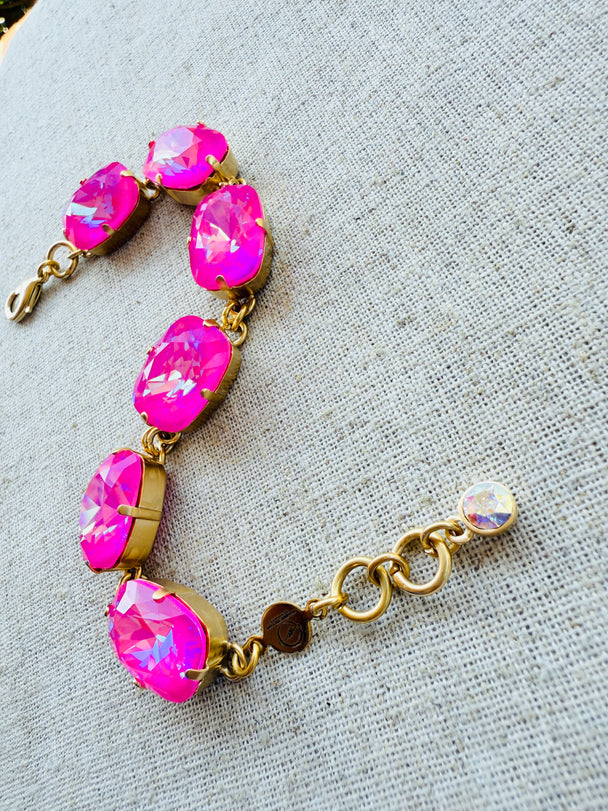 Maria Pink Crystal Link Bracelet
