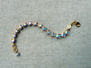 Caroline Matte Gold Crystal Tennis Bracelet - Shabby To Chic Jewelry