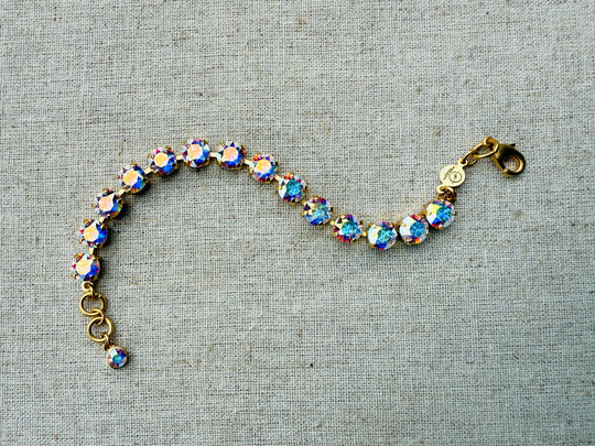 Caroline Matte Gold Crystal Tennis Bracelet - Shabby To Chic Jewelry