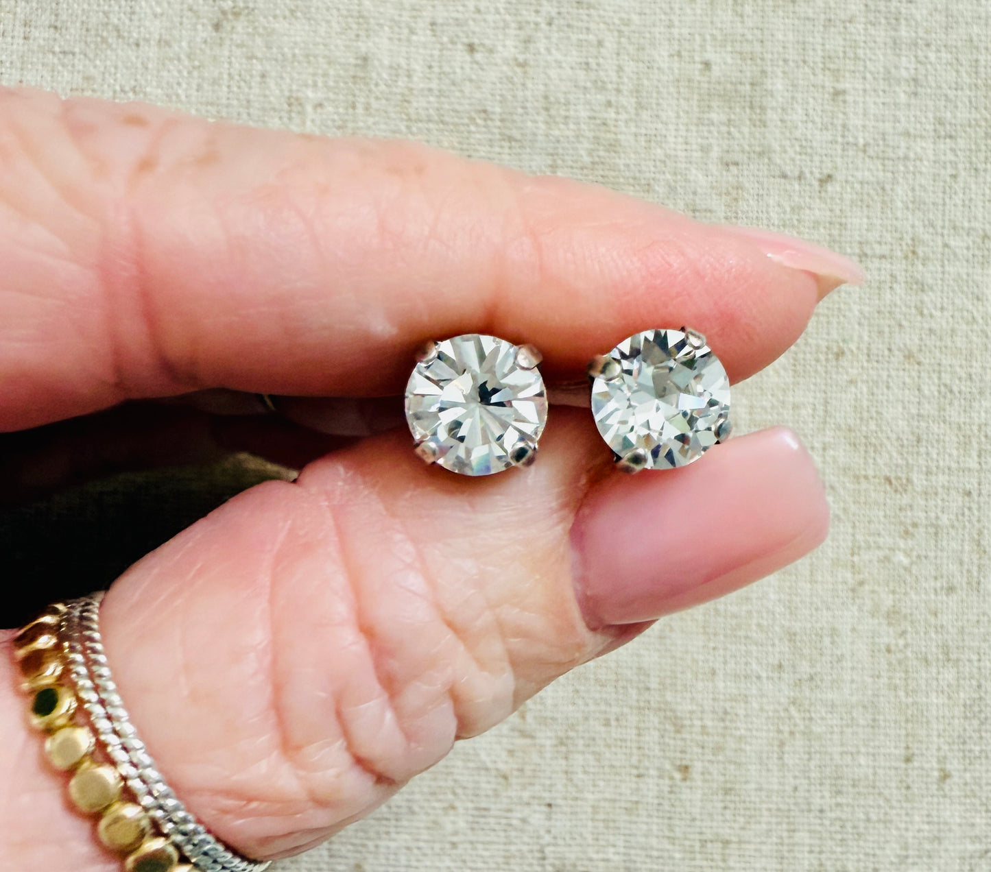 Jackie Crystal Stud Earrings - 8mm