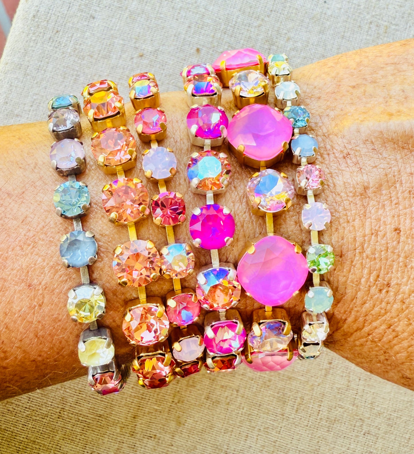 Candy Colored Crystal Tennis Bracelet