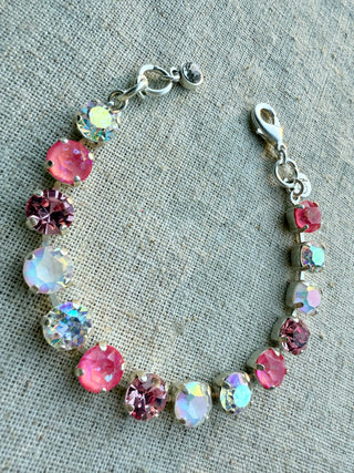 Maddie Pink Crystal Tennis Bracelet - Shabby To Chic Jewelry