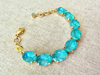 Bailey Oval Cut Turquoise Crystal Tennis Bracelet - Shabby To Chic Jewelry
